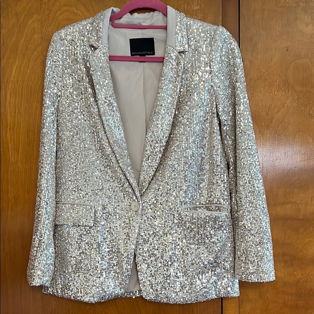 Banana Republic Silver Sequin Women's Blazer